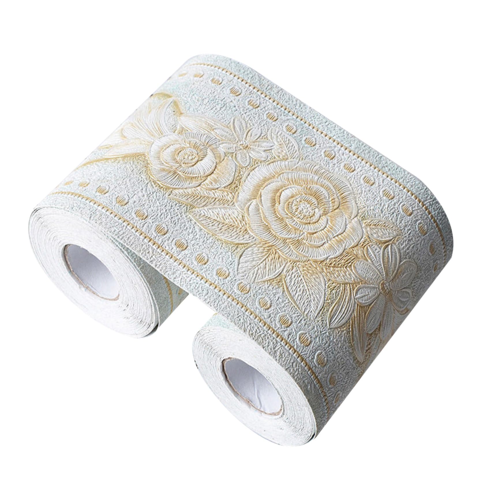 Pegatina de pared impermeable Uonlytech con borde de papel tapiz verde 1