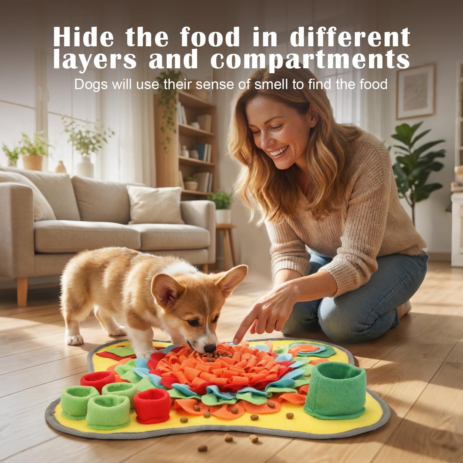 Cozary Tappeto Olfattivo Cane 50x50 cm – Tappetino Olfattivo, Gioco Interattivo Cane, Giochi Olfattivi, Antiscivolo, Lavabile, per Taglie Piccole e Medie