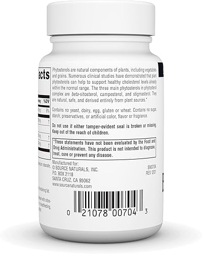 Miniatura 3 de Source Naturals Complejo de fitosterol con beta-sitosterol, apoya niveles saludables de colesterol*, 113 mg - 90 tabletas