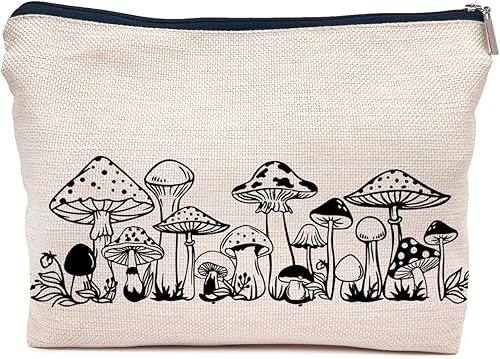 IWXYI Bolsa de aseo de hongos, regalos de hongos, bolsa de maquillaje de hongos, bolsa de maquillaje de hongos para mujer, bolsa con cremallera,