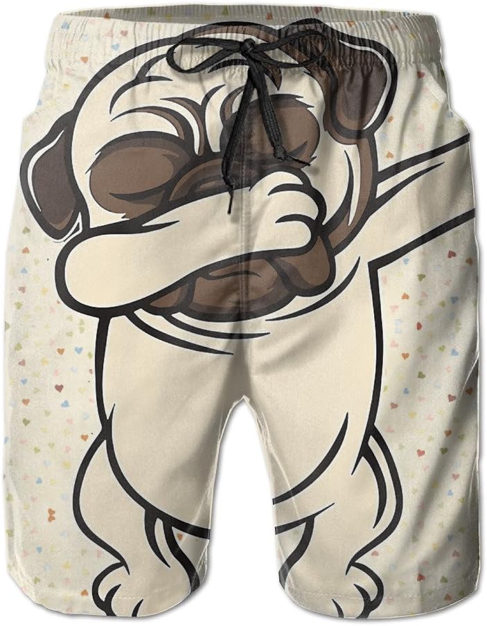 Funny Dabbing Pug Men's Swim Trunks Printed Quick Dry Board Shorts L