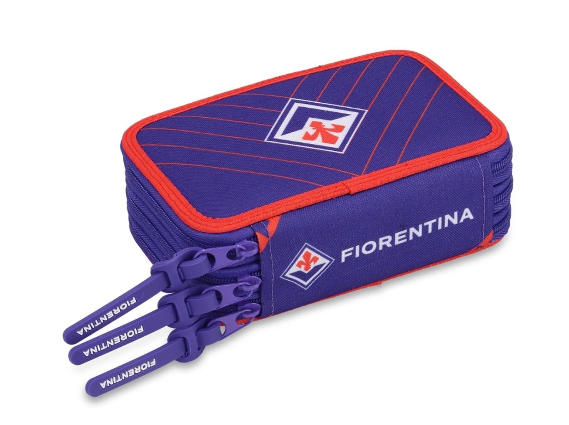 PRESTIGE & DELUXE Astuccio scuola Fiorentina Viola - 3 piani chiusura zip - completo di cancelleria + Astuccio ovale zip + omaggio portachiave
