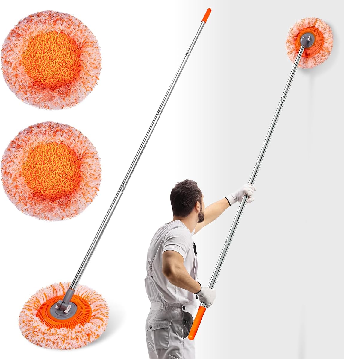 Keyloland Trapeador de pared, limpiador de paredes Primium de 68 pulgadas, limpiador de zócalos de alta calidad, herramienta limpiadora de zócalos de grado profesional con mango, trapeador de polvo de calidad superior, herramientas de limpieza eficientes