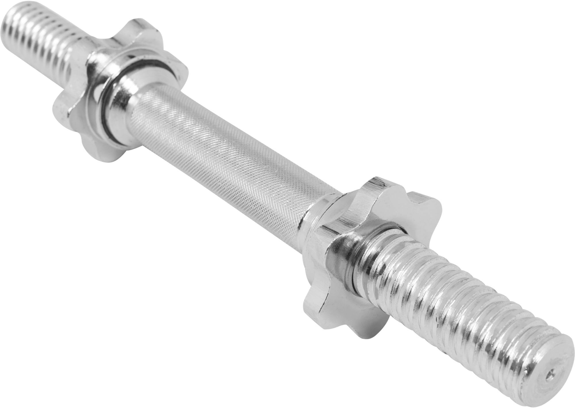 GORILLA SPORTS® Dumbbell Bar - Length 35 cm / 42 cm, Non-Slip Handle, Diameter 30 mm, Maximum Load 100 kg, Star/Spring Clasps, Knurled, Chrome, Silver/Black - Short Barbell Bars, Strength Training
