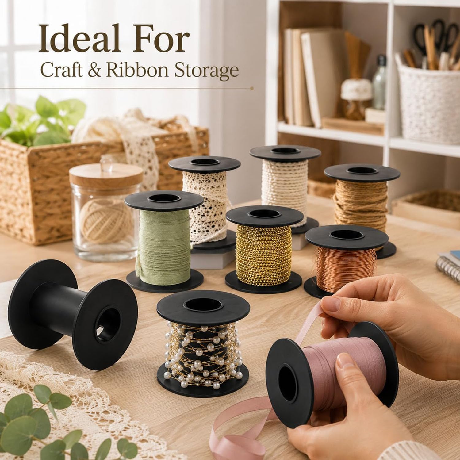 Xhziy 8 Pack Empty Plastic Spool, 2.8 Inch Bobbins for Yarn and Cord