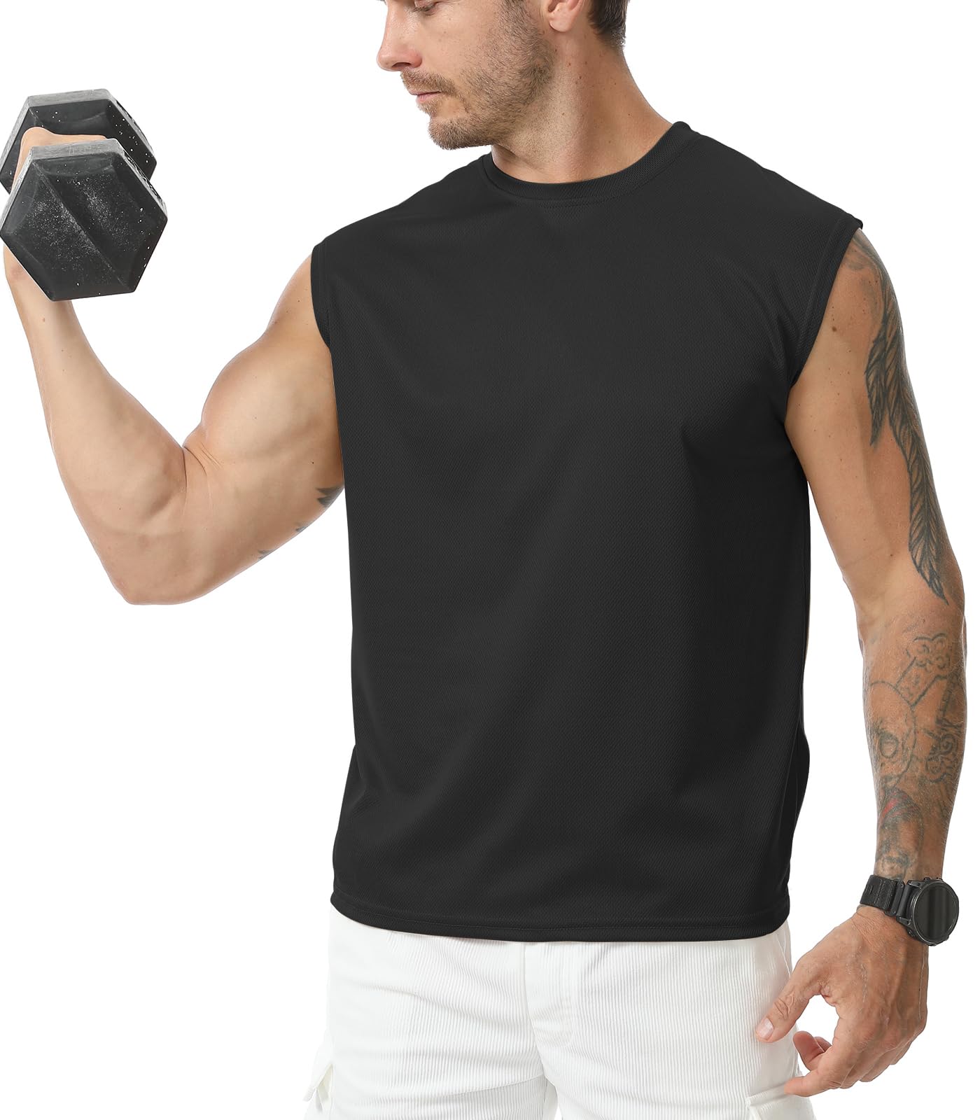 Suwangi Confezione da 3 canottiere da uomo per palestra, atletica, ad asciugatura rapida, per bodybuilding, senza maniche, per allenamento, fitness, corsa