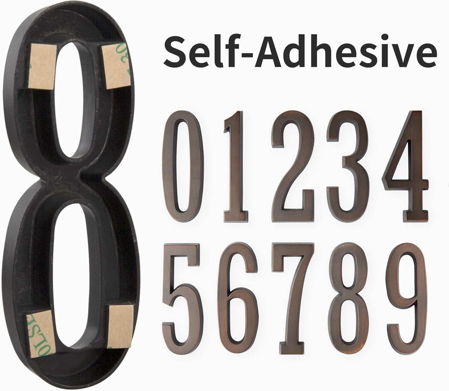 HASWARE 4 Inch Self Adhesive House Number, Modern and Easy to Install without Tools, Ideal for Outside Street Mailbox Office Hotel Room Apartments Home