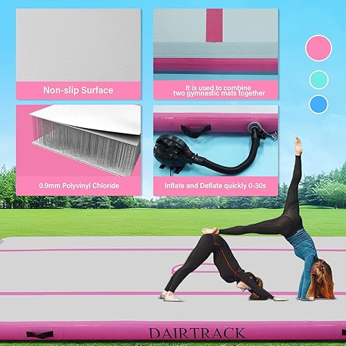 Miniatura 8 de DAIRTRACK Colchoneta inflable de gimnasia de 10131620 pies para uso domésticogimnasioentrenamientoanimadorayogaagua