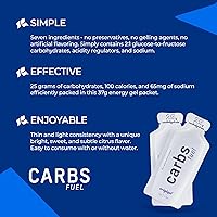 Vista 2 de Geles de Energía Originales Carbs Fuel 24 Gel 25g de Carbohidratos, 100 Calorías por Gel Sin Conservantes ni Agentes Gelificantes Sabor Ligero