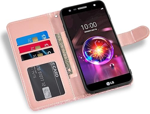 Miniatura 4 de Funda para teléfono con purpurina para LG X ChargeFiesta 2 LTEX Power 3X5LV7 con protector de pantalla de vidrio templado y accesorios para celda,