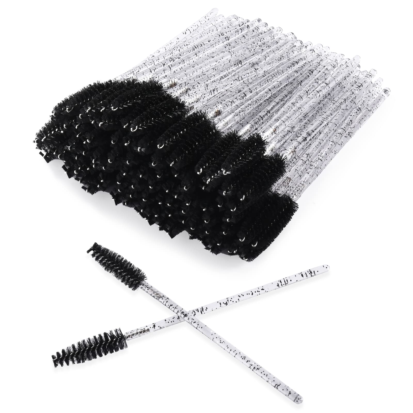 GoWorth 300 Pieces Disposable Eyelash Brushes with Spiral Design Multi-color Mascara Wands Portable Makeup Applicator Kit for Eyelash Extensions and Eyebrow Brush (Black)