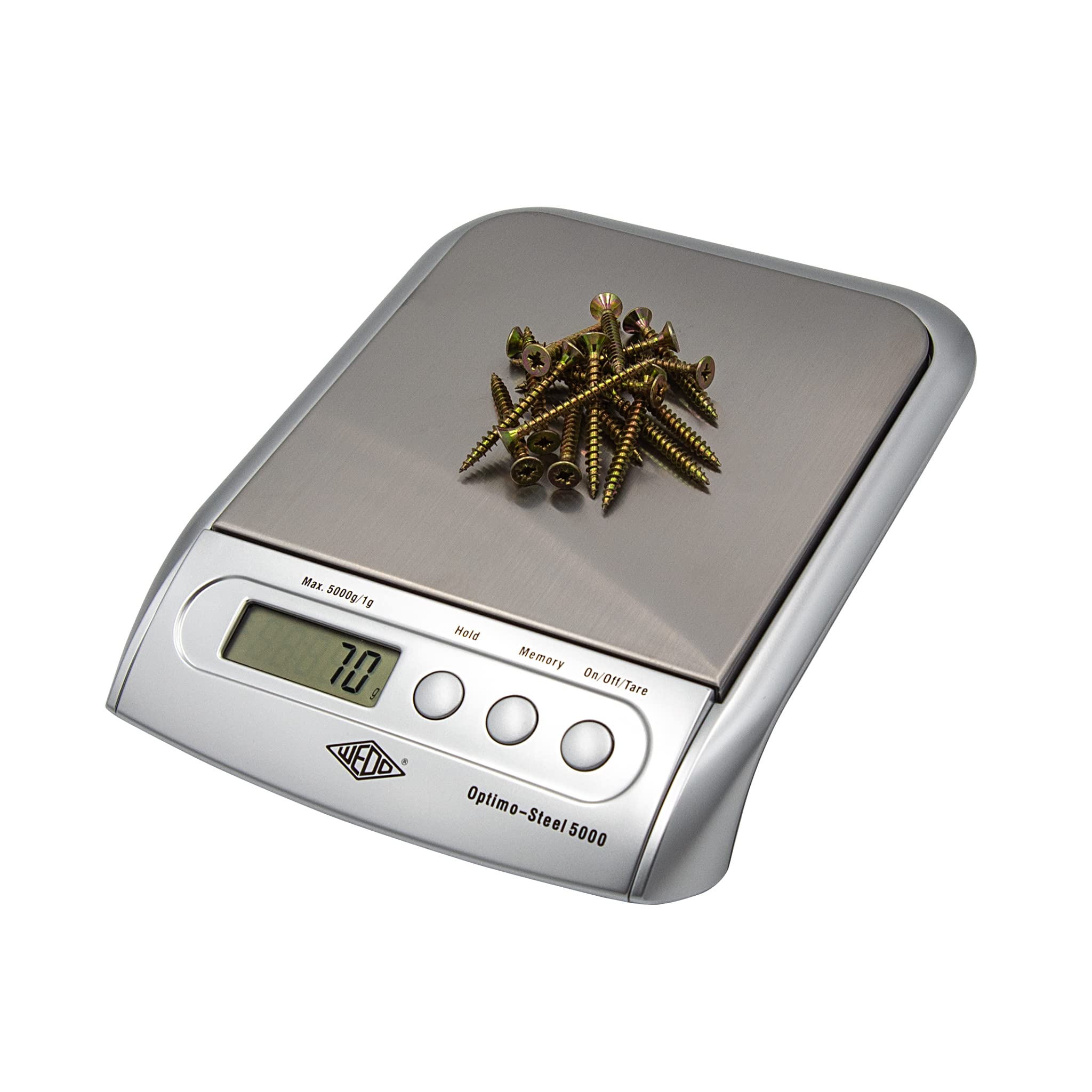 Wedo Optimo - Báscula electrónica (acero, capacidad hasta 5000 g), color plateado