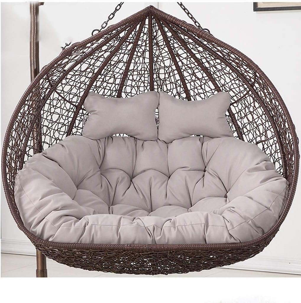 ZHAS Furniture Outdoor Patio Wicker Hanging Basket Swing Chair Tear Drop Egg Chair Cushion-Orange,Size:110x150cm (Color : Gray)(Excluding chair)