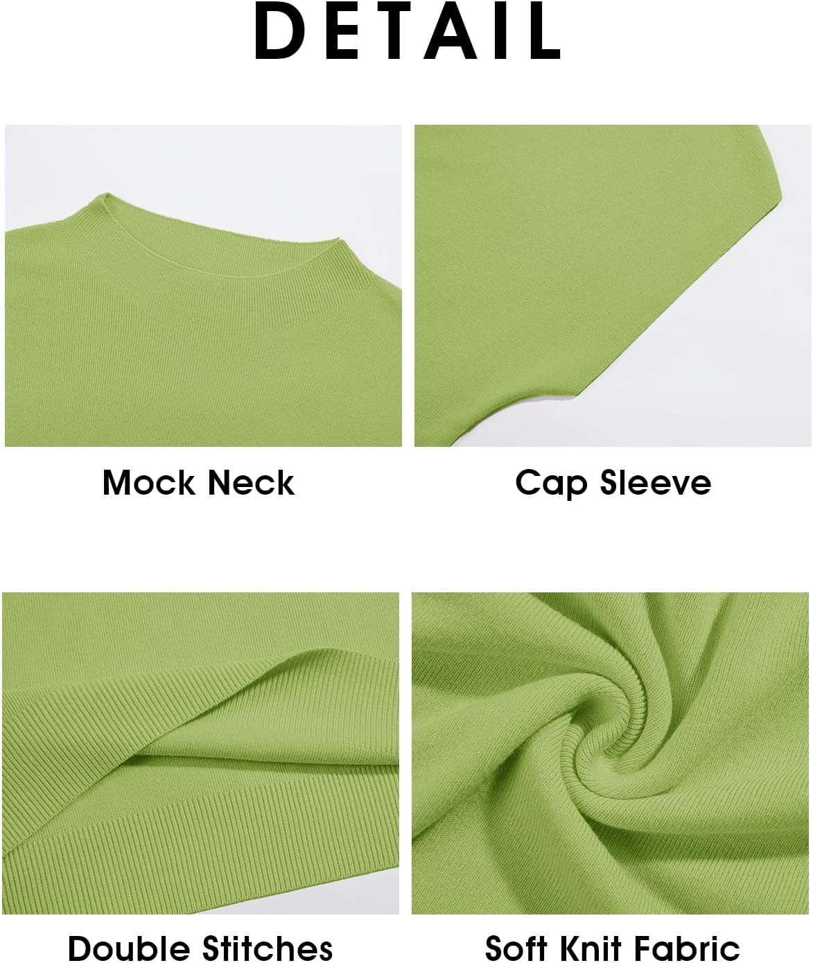 Saodimallsu Womens Short Sleeve Sweater Mock Neck Summer Casual Basic Knit Slim Fitted Pullover Tops Shirt - Image 5