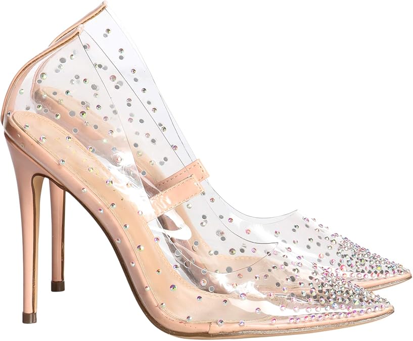 Transparent rhinestone heels Clearance