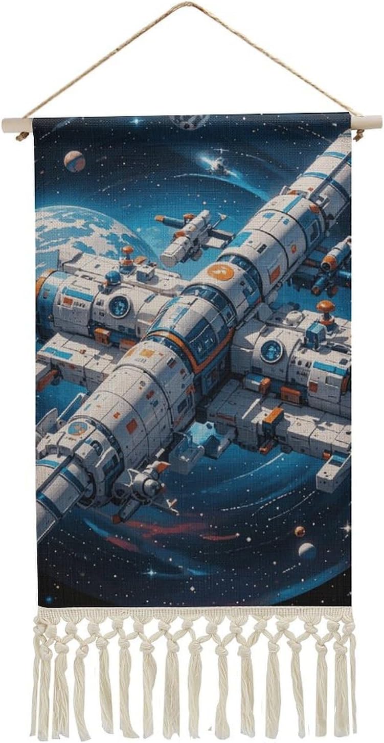 WSOIHFEC Space Academy Vintage Vertical Tapestry Wall Hanging Decor