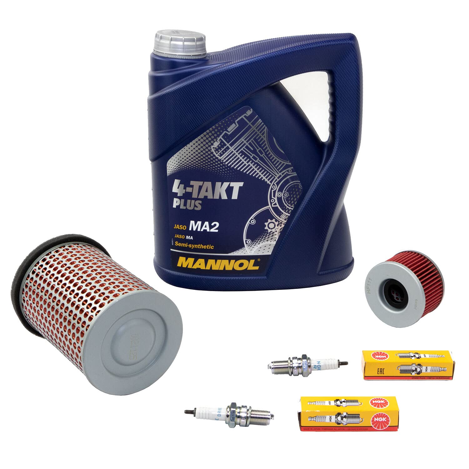 Wartungspaket Öl 4L + Luftfilter + Ölfilter + Zündkerzen für Hon da CX 500 CX 500 C CX 500 E CX500 Baujahr 1977-1986