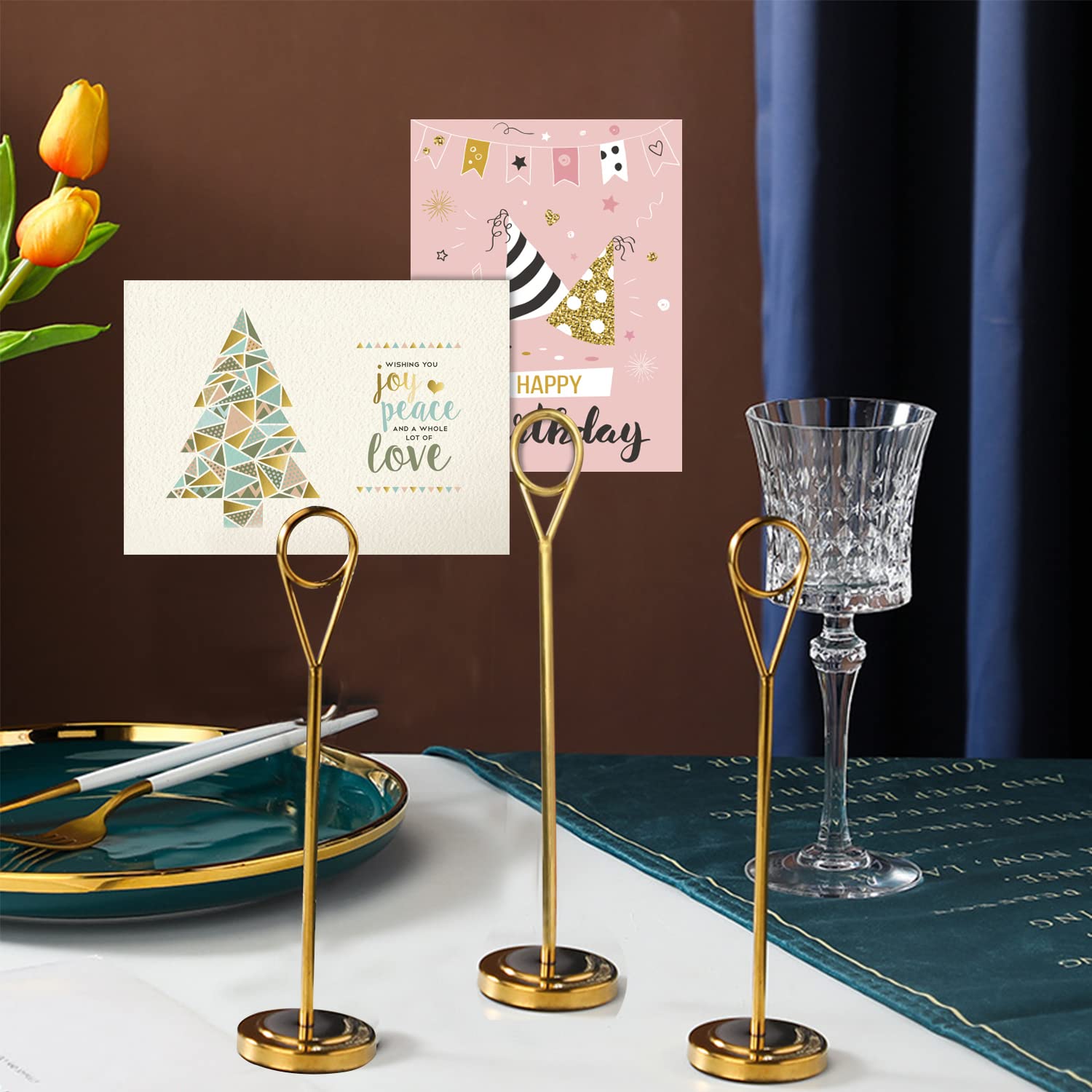 10 soportes para tarjetas de lugar con clip de anillo, soportes de menú para mesas, soporte de humber, letreros reservados para mesas, mesa de boda, tarjetas de nombre, soporte para notas