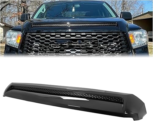 Kojem Moldura de Protuberancia de Capó Compatible con Toyota Tundra Platinum 2014-2021 Estilo Código de Color 202 Negro Parrilla Superior Delantera