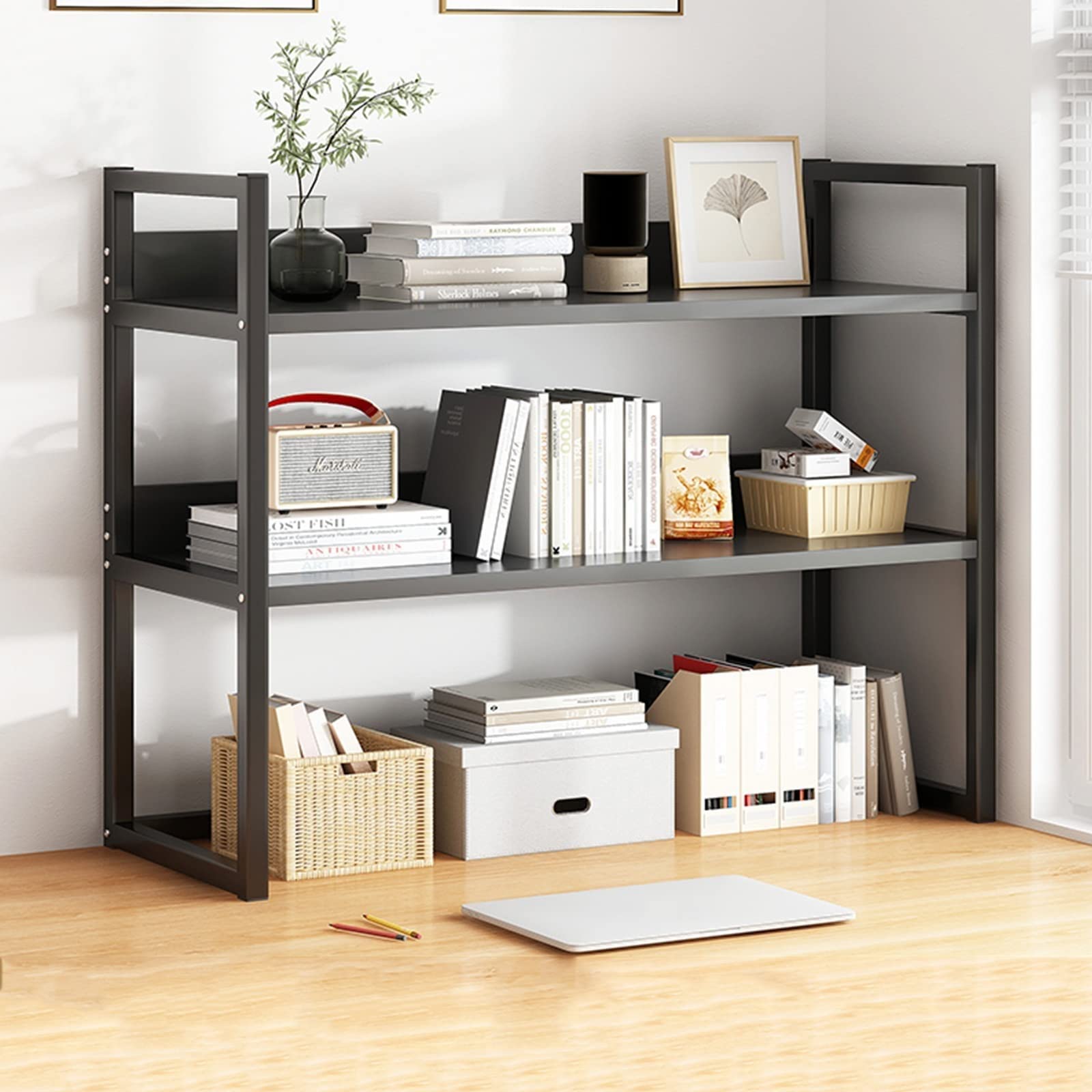 Organizador de Escritorio - Estantería de Escritorio, estantería Multicapa Ajustable de 2 Niveles, Organizador Multifuncional, Expositor para escritorios de casa y Oficina (C)