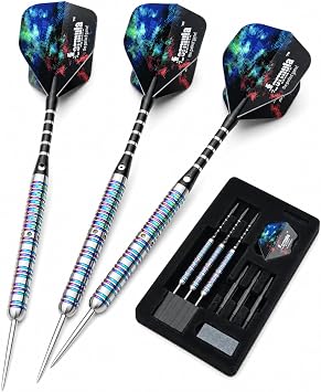 Formula Sports 90% Tungsten Steel Tip Darts Set - Professional Darts Metal Tip Set Available in 21g/22g/23g/24g, with Aluminum Shafts, Tungsten Barrels, Extra Flights, Sharpener