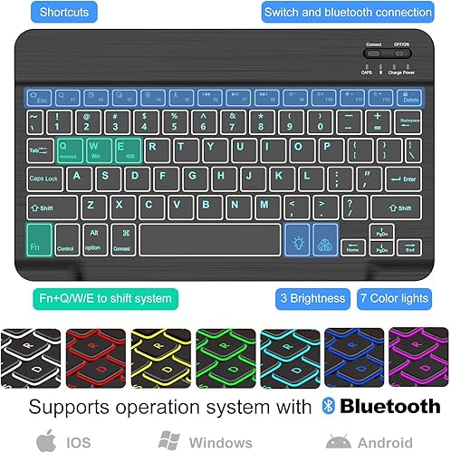 Miniatura 3 de Funda con teclado para Samsung Galaxy Tab S9 de 11 pulgadas 2023 - Teclado Bluetooth desmontable retroiluminado, funda tipo folio con soporte para