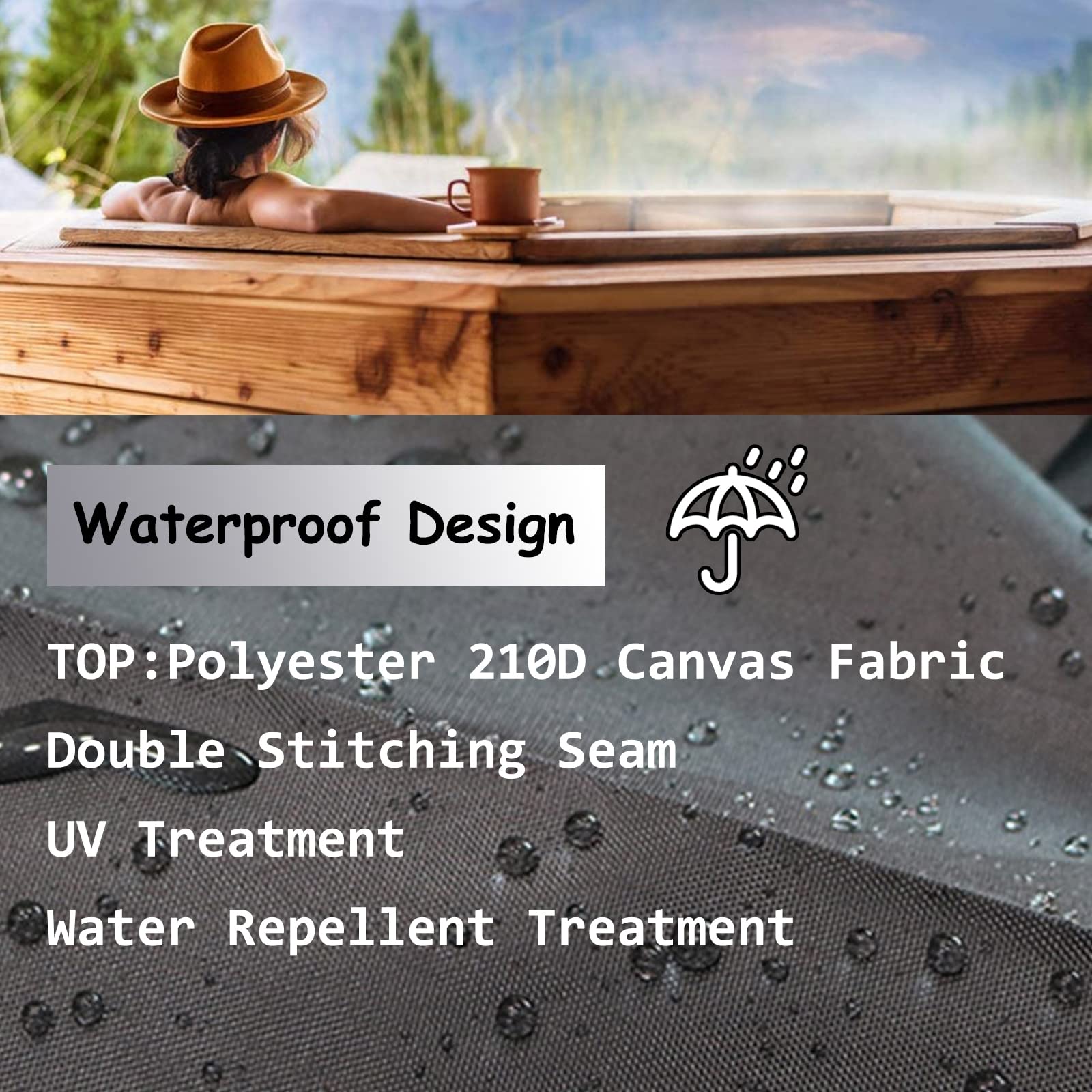 Whirlpool-Abdeckplane Aus Polyester – Wasserdicht, UV-geschützt & Verstellbar | 215 X 70 Cm, Für Außenbereich & Gartenmöbel