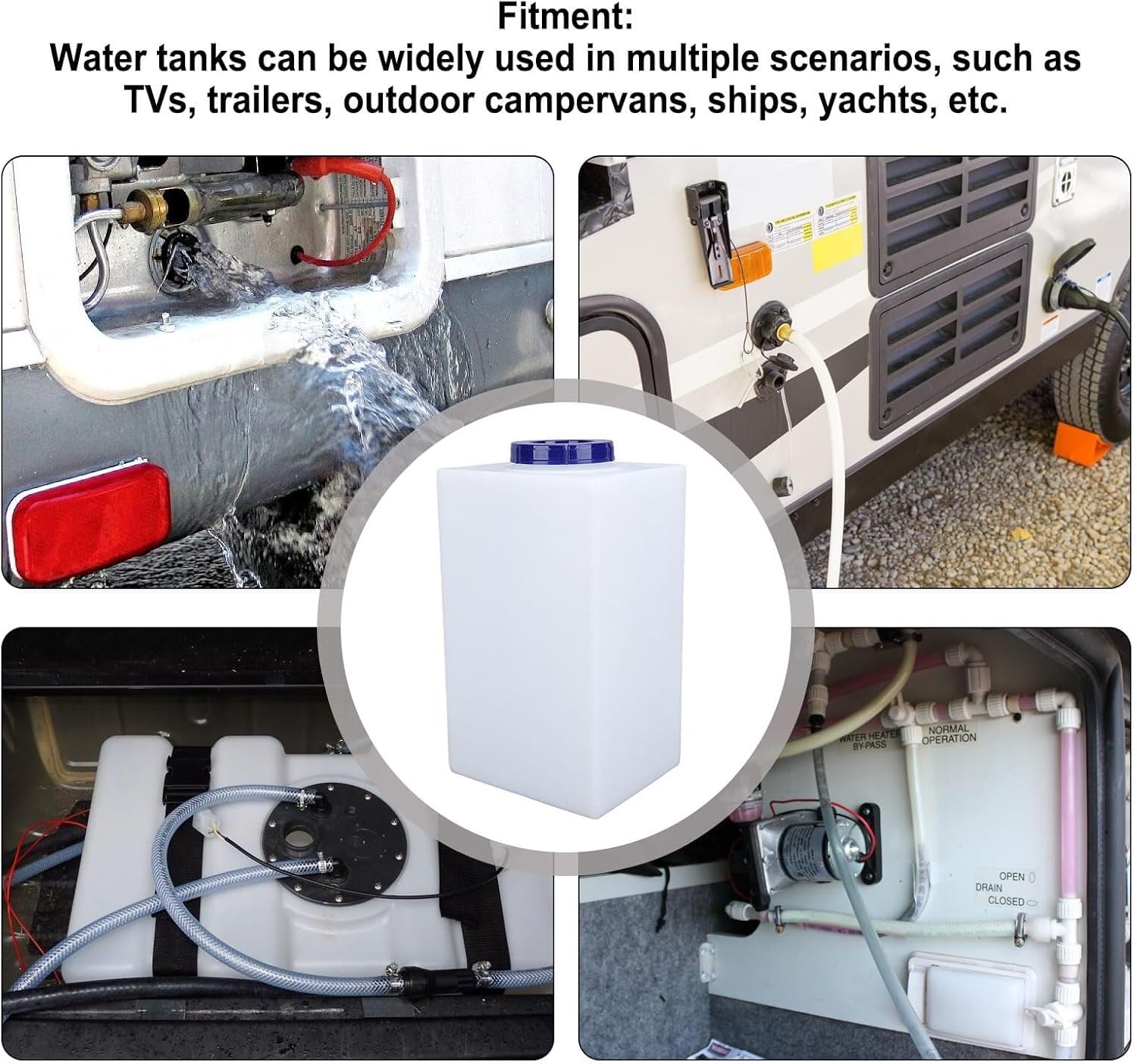 LICOME 5 Gallon RV Fresh Water Tank with 100mm Large Inlet,Leak Proof Design Seamless Construction Double Layer Guard for Trailer Boat Yacht
