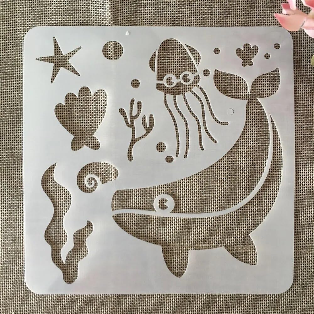 20 stencil riutilizzabili da 20 cm, motivo: sirena marina, pesce oceano, per dipingere la casa su legno, portico, porta d'ingresso, parete, decorazione per la casa