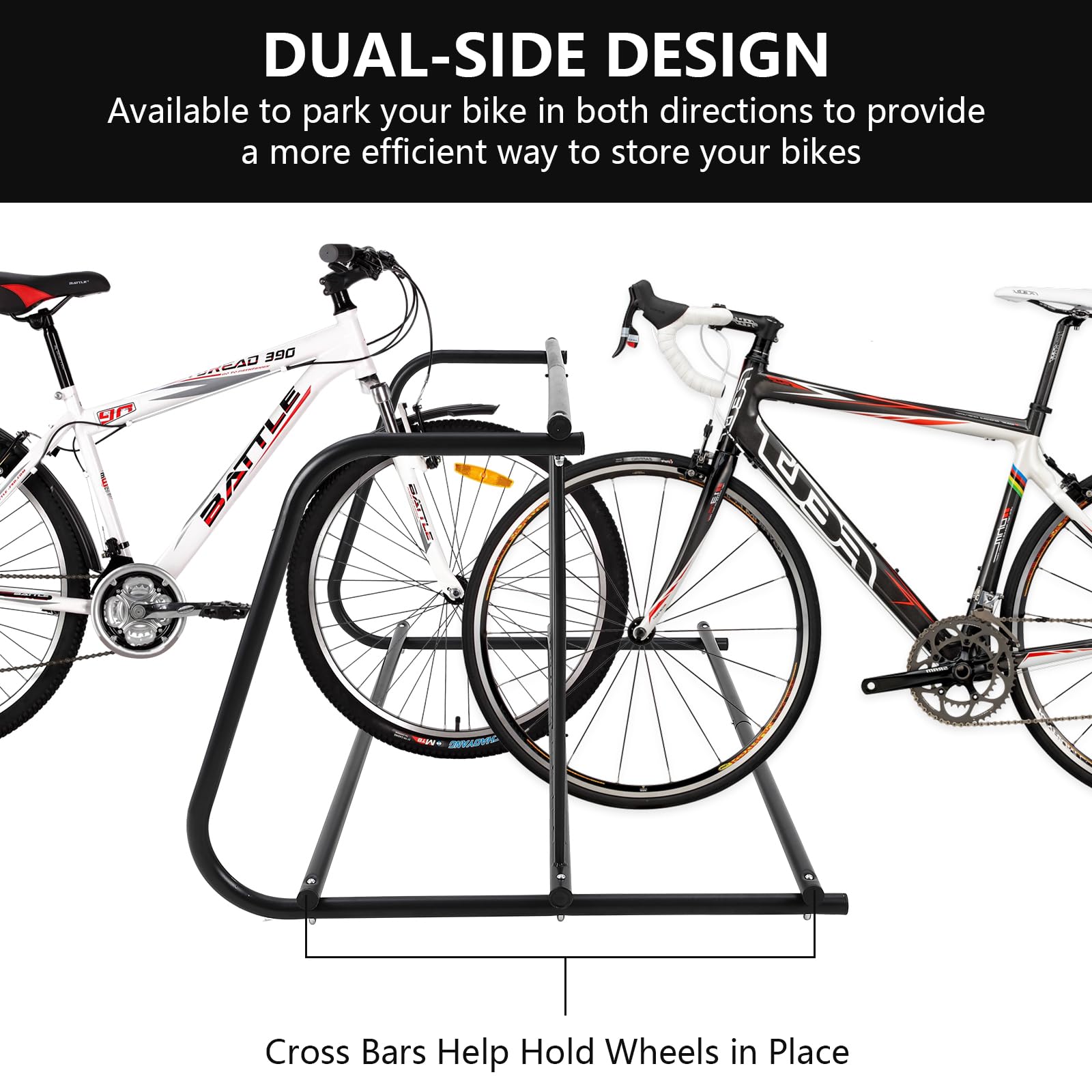 Bike Stand Double-Sided Grid Bike Rack, 18-Bike Capacity, Powder Coated ...