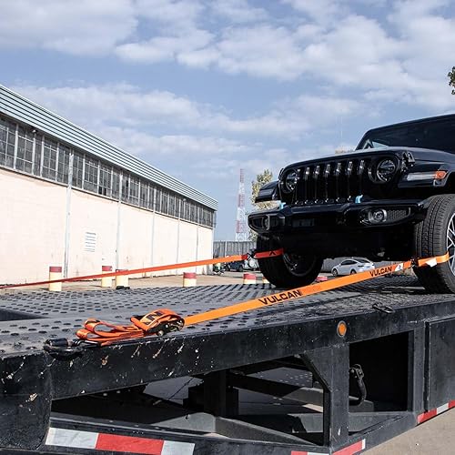 Miniatura 2 de VULCAN Kit completo de amarre de correa de eje con correas de trinquete de gancho de alambre, PROSeries, incluye (4) correas de eje de 22 pulgadas