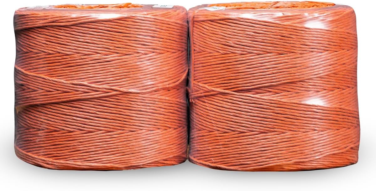 Bridon Max Hay Baling Twine, 110 Pound Knot Strength and 20,000 Foot Length, 2 10,000 Foot Spools, Crop Baling, Christmas Tree wrap (Orange)