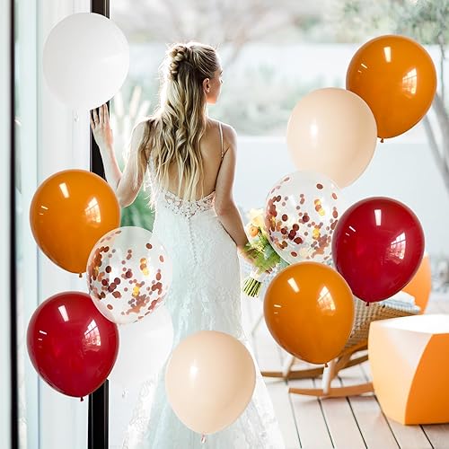 Miniatura 5 de ANSOMO Globos de látex de terracota de 12 pulgadas, 60 piezas retro polvoriento, naranja quemado, borgoña, rojo vino, rubor, nude, blanco,