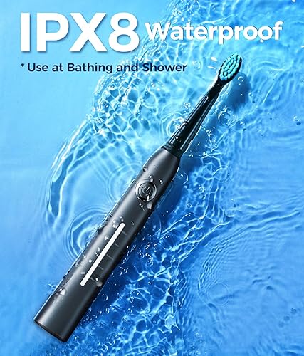 Miniatura 7 de TEETHEORY Cepillo de dientes eléctrico para adultos con 8 cabezales de cepillo, cepillo de dientes eléctrico sónico con 40000 VPM limpieza profunda