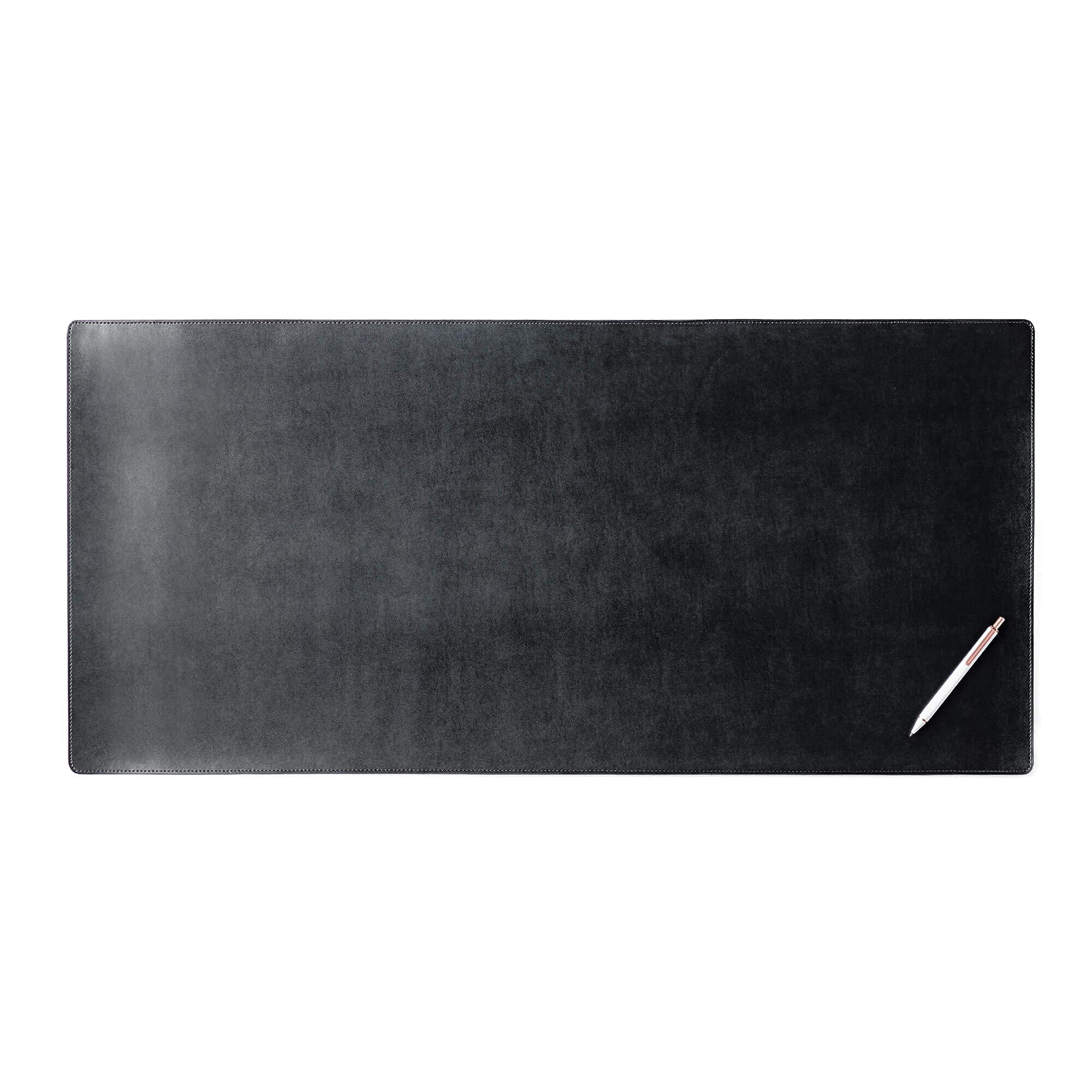 DACASSO Tappetino da scrivania arrotolabile in pelle rigenerata senza nucleo – Sottomano da scrivania in pelle di lusso per scrivere, protezione per la superficie della scrivania, colore nero, 91,4 x