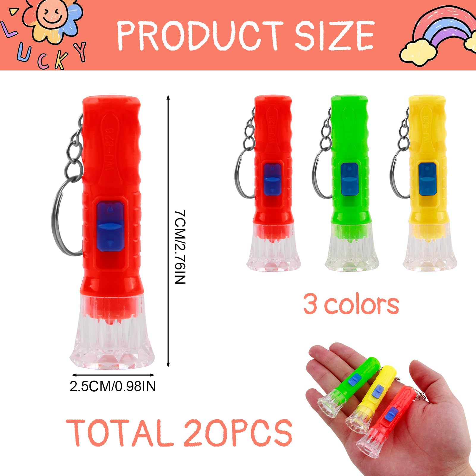 QTMMC 20 Pcs Mini Torches Keyring Torch Led Small Flashlight Pocket Keychain Colourful Bright Torches for Boys Girls Party Bags Reading Camping Hiking Outdoors Prizestiny Gift - Image 2