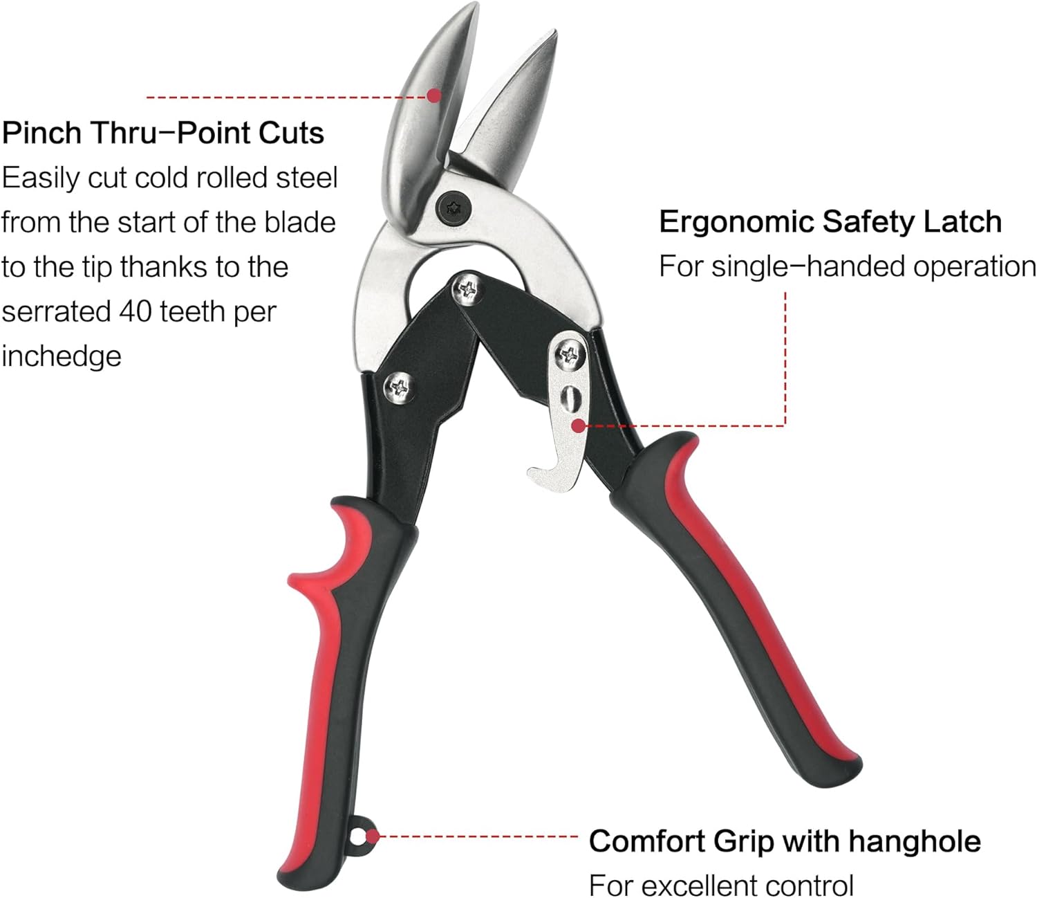 2Pcs Left and Right Regular Tin Cutting Shears Metal Cutter with Comfort Grip and Safety Lock Suitable For Cutting Thin, Moderately Hard Metal Materials
