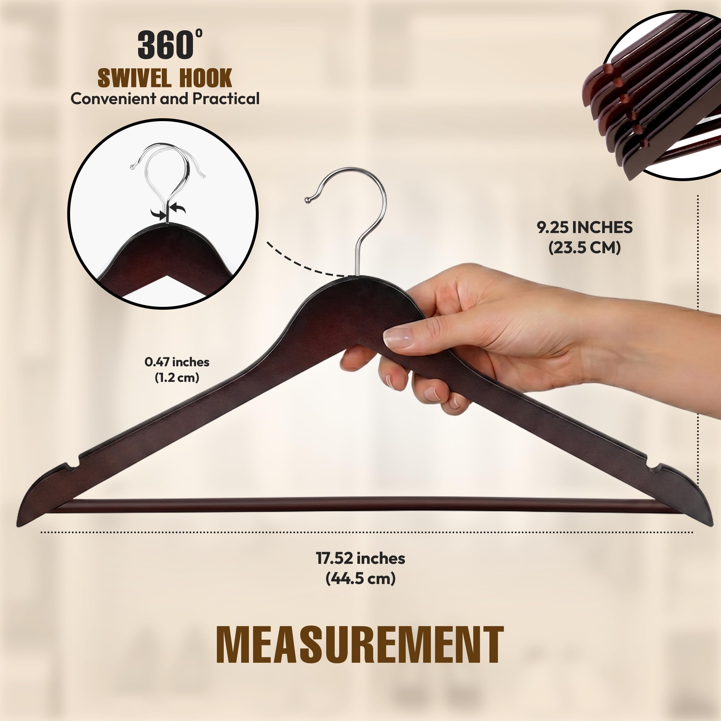 Utopia Home Perchas de Madera para Trajes, 20 Unidades, Color marrón