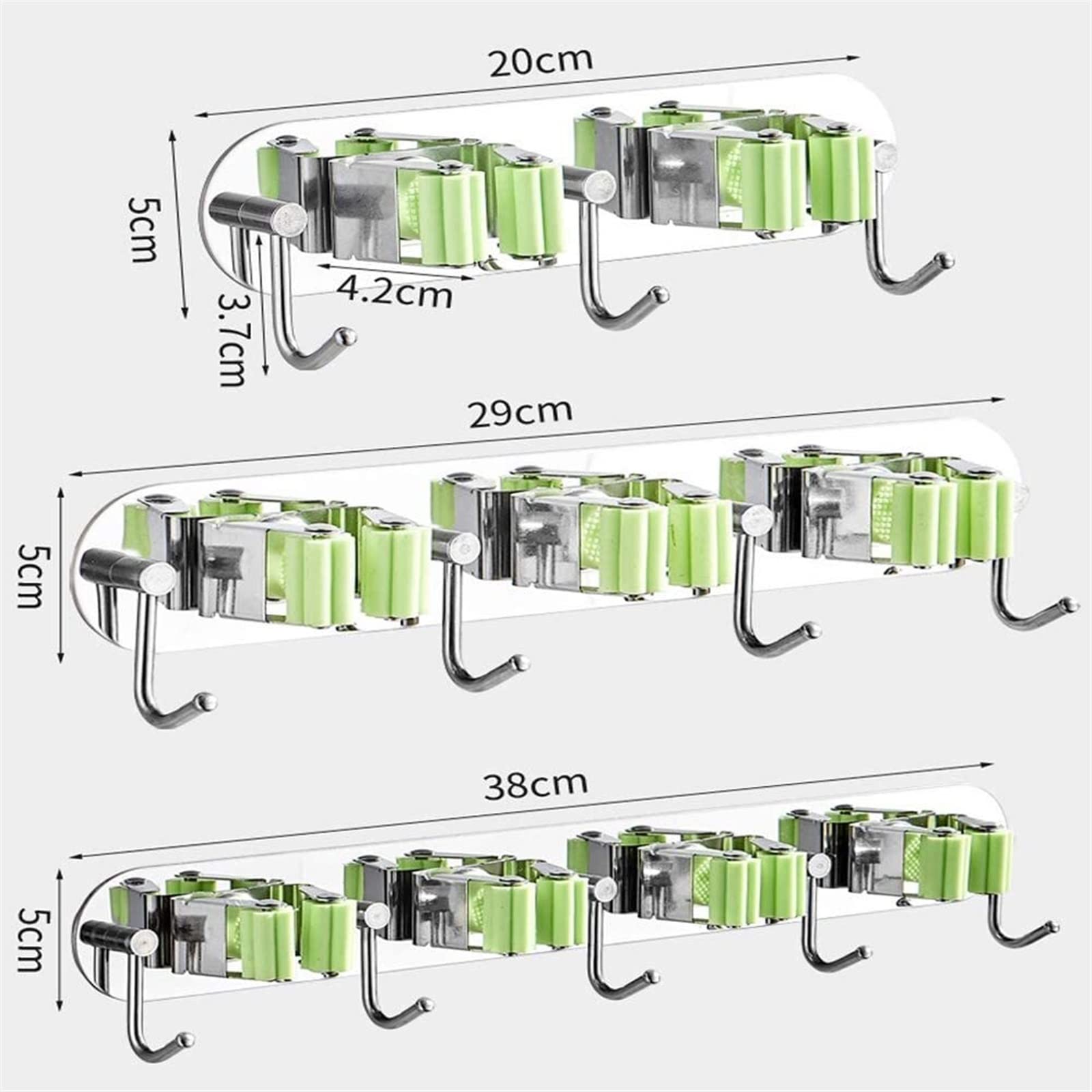 Soporte for fregona, pinza for escoba, organizador montado en la pared, estante for fregona multifuncional de acero inoxidable, punzón libre, baño, cocina, escoba, fregona, for colgar en la pared, 4 e