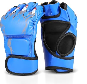 Flexzion MMA Gloves Fingerless Boxing Gloves for Men Women and Teen Youth, UFC Grappling Krav MAGA Kickboxing Gloves for Training Punching Bag Muay Thai Hitting Mitts Cutoff Martial Art Gloves