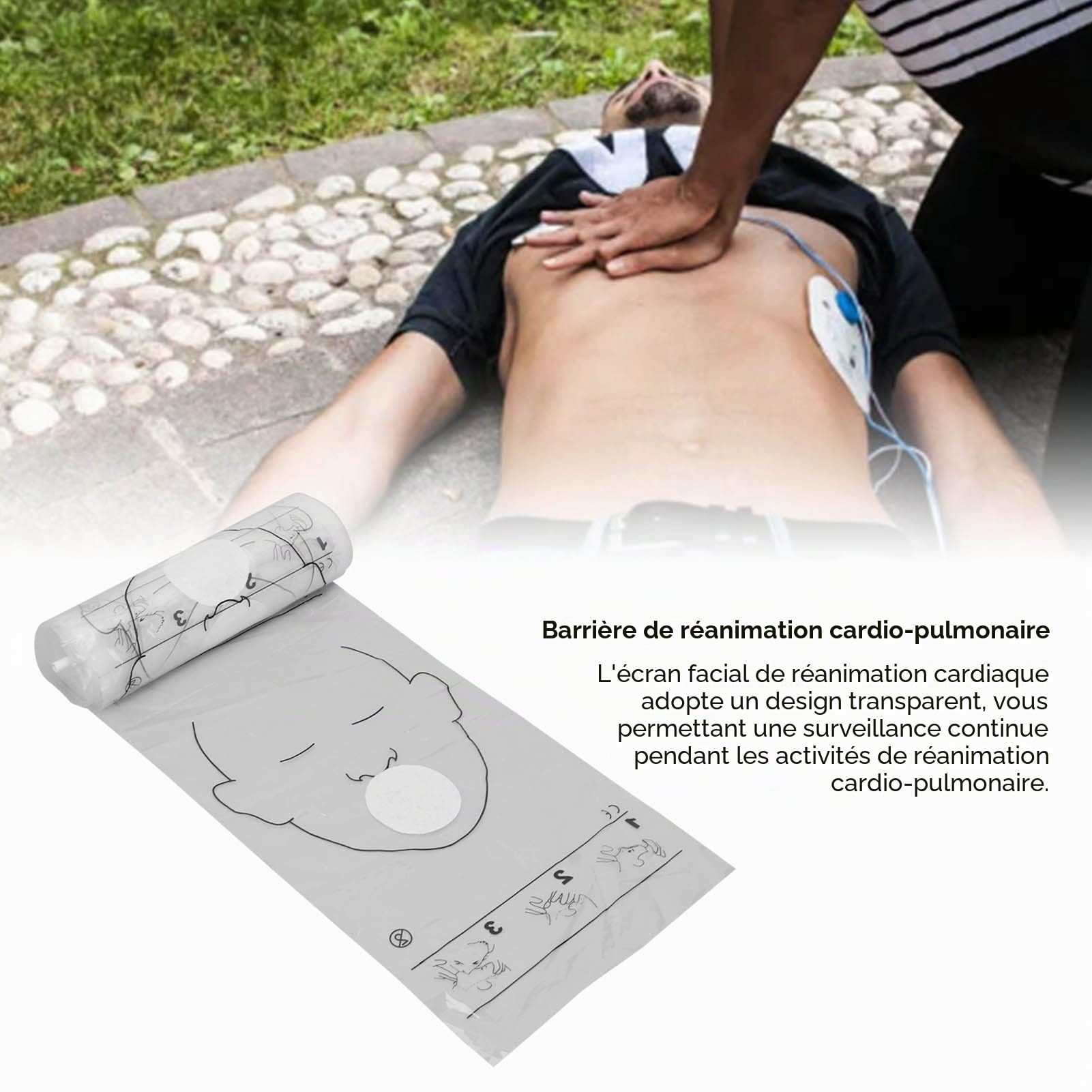 1 Rouleau de Masque Facial Jetable à Barrière Cpr, évite L'embarras, Hygiénique et Pratique, pour une Utilisation D'urgence et une Utilisation en Piscine