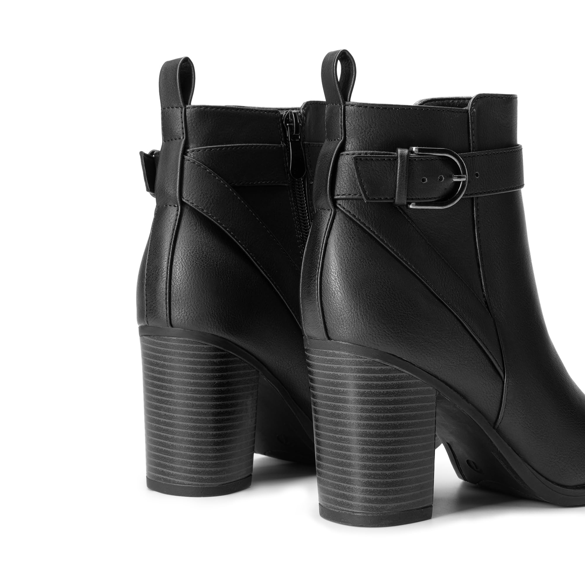 DREAM PAIRS Botines de Tacón Alto Grueso para Mujer, Punta Redonda, Botines Cortos de Otoño