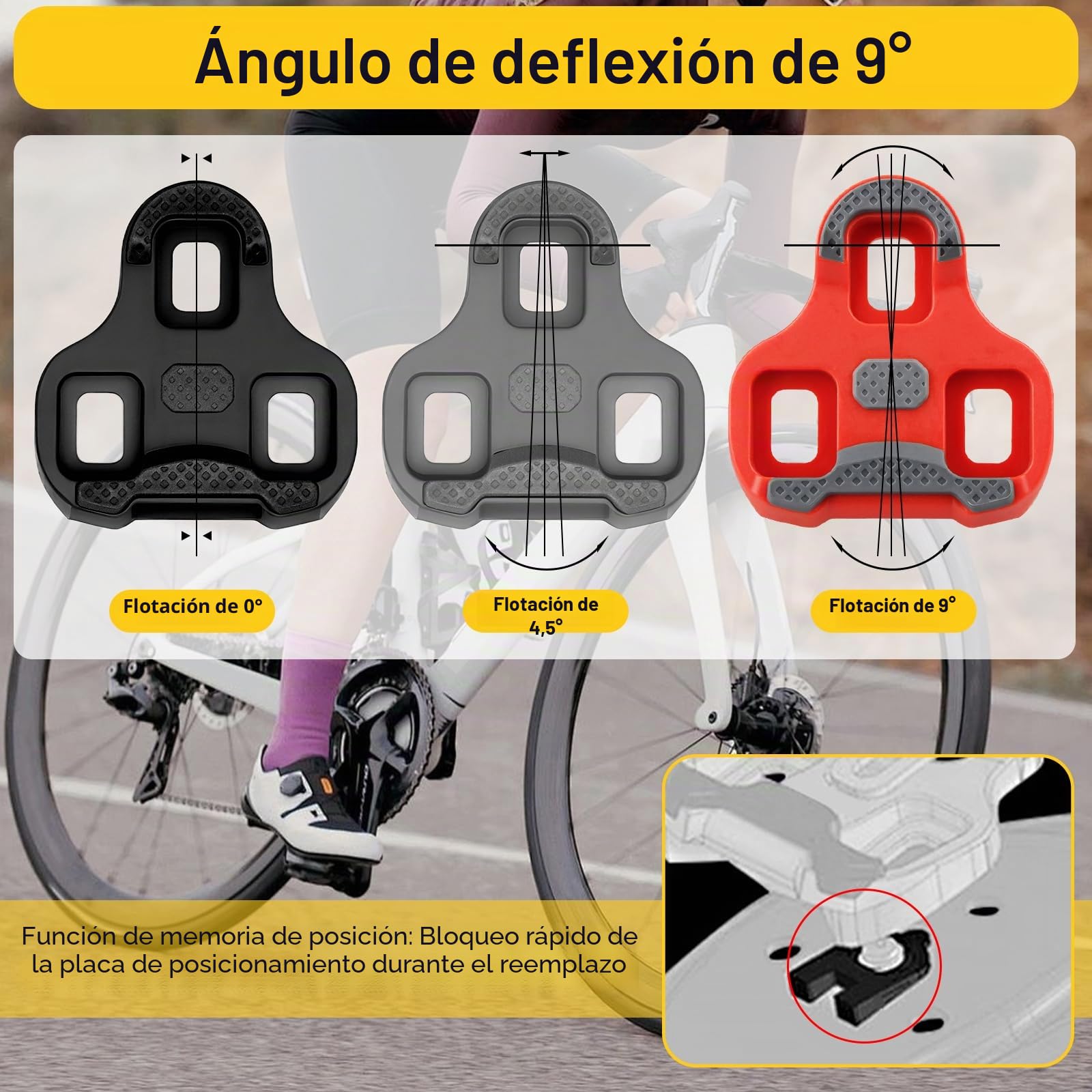 Calas de Ciclismo para Look Keo Rojo Giro Ángulo Giro 9° Bicicleta Carretera, Cleats Pedales Carretera con Tornillos y Llave, para Interior Exterior, Superficie Antideslizante TPU