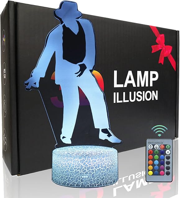Michael Jackson Dancing 3D Illusion Night Light for Music Fans LED Lamp Remote Control 7/16 Colors Change Desk Lamp