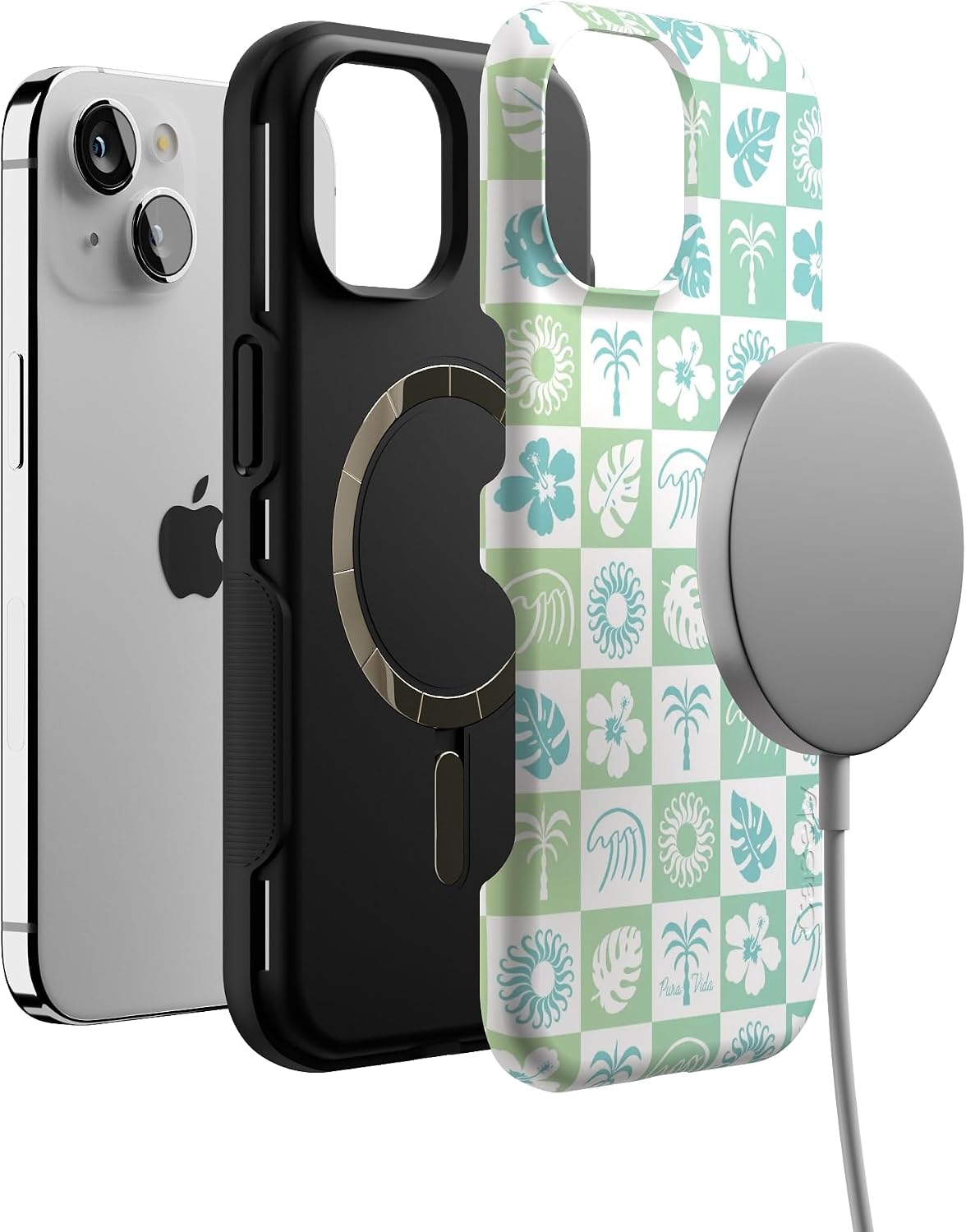 Casely iPhone 15 Case | Pura Vida | Coastal Checkers | Bold Protective Design | Compatible with MagSafe