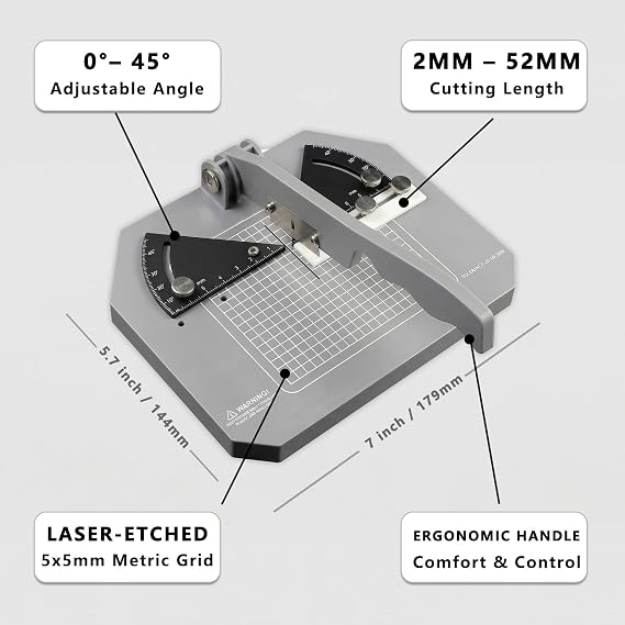 Adjustable Miter Box, 0-45 Angle Cutter, for Gundam & Models | 0-45 adjustable miter box , 2-52mm cutting length with metric scale, Cuts styrene resin & wood, Ideal for dioramas & models