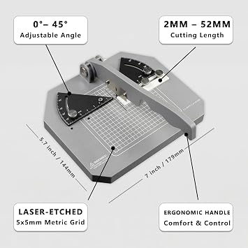 Adjustable Miter Box, 0-45 Angle Cutter, for Gundam & Models | 0-45 adjustable miter box , 2-52mm cutting length with metric scale, Cuts styrene resin & wood, Ideal for dioramas & models