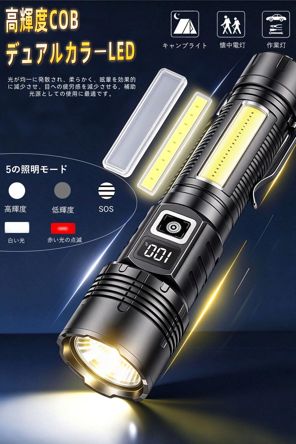Amazon.co.jp: Jiedas LED 懐中電灯【超高輝度5000000ルーメン・超遠