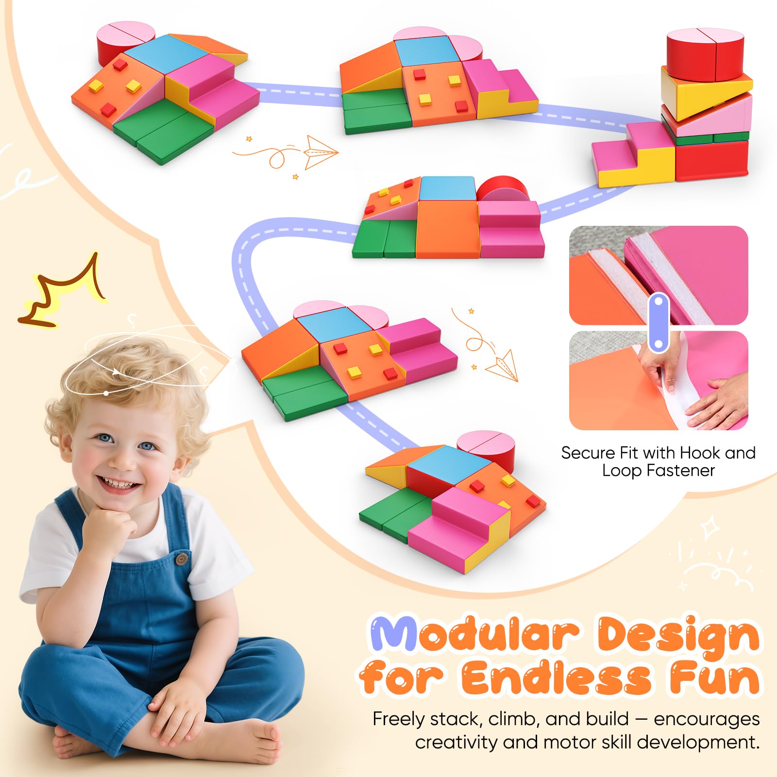 Kinder Schaumstoffbausteine, große Schaumstoffbausteine, Indoor-Kletterblöcke, Kinderklettergerüste (Bunt -7pcs)