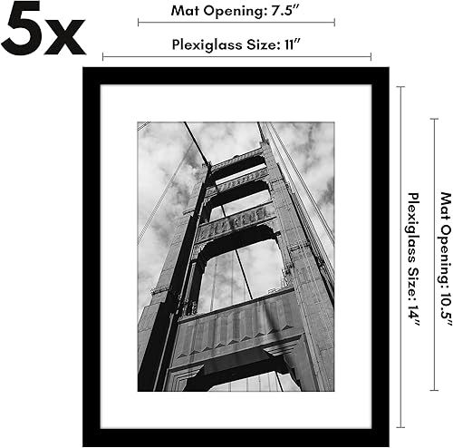 Vista 336 de Americanflat Portarretratos de 5 x 6 pulgadas con plexiglás pulido, juego de 5 portarretratos de 2 x 3 pulgadas con paspartú o para fotos de 5 x 6